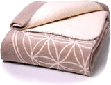 Glat bekväm filt Flower of Life Pink-Ecru XL, 150X200 Cm, extra fluffig som sofffilt sofffilt, yogafilt livfilt, plysch soffpläd Sängar och filtar Glat Grey-ecru 150X200Cm