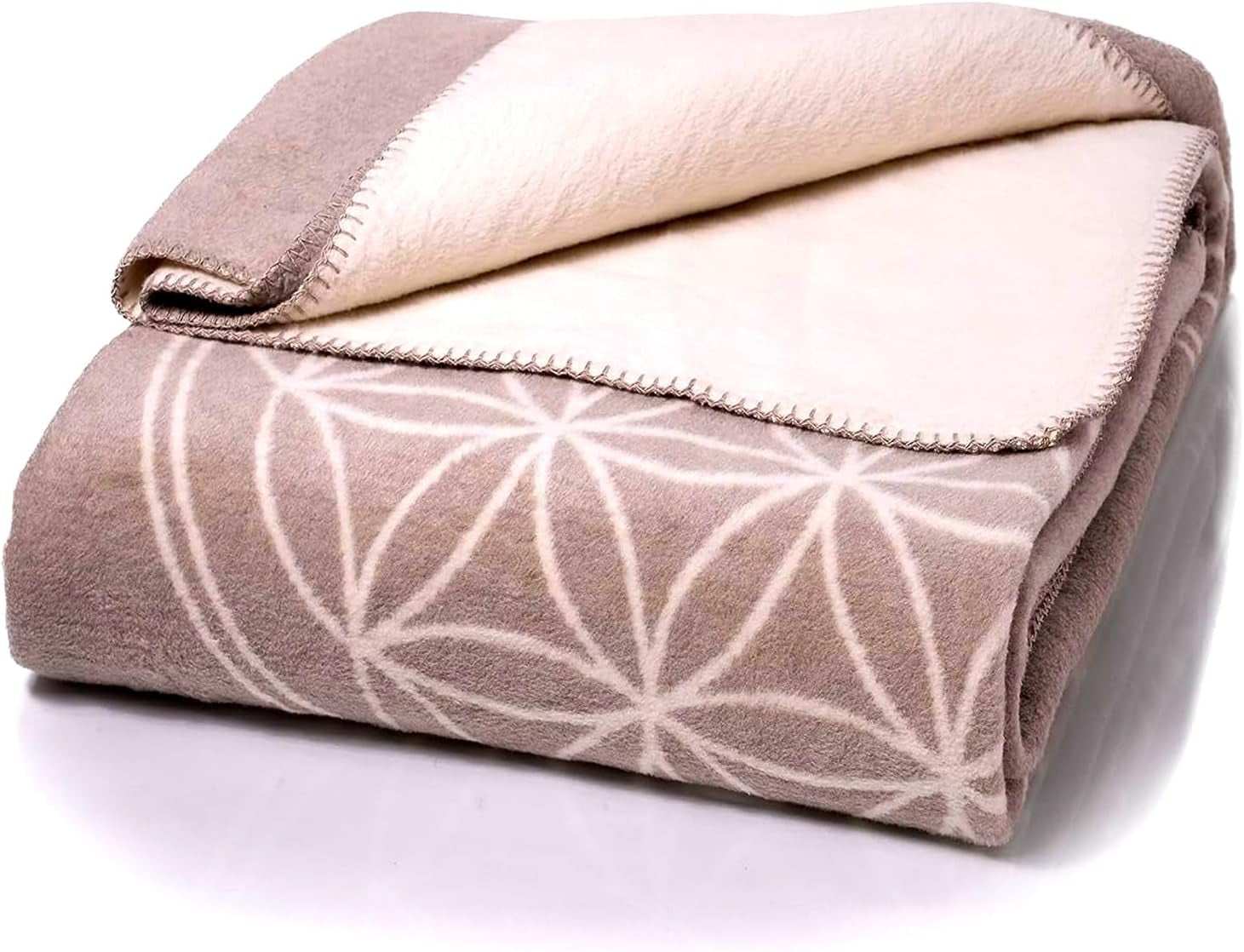 Glat bekväm filt Flower of Life Pink-Ecru XL, 150X200 Cm, extra fluffig som sofffilt sofffilt, yogafilt livfilt, plysch soffpläd Sängar och filtar Glat Grey-ecru 150X200Cm