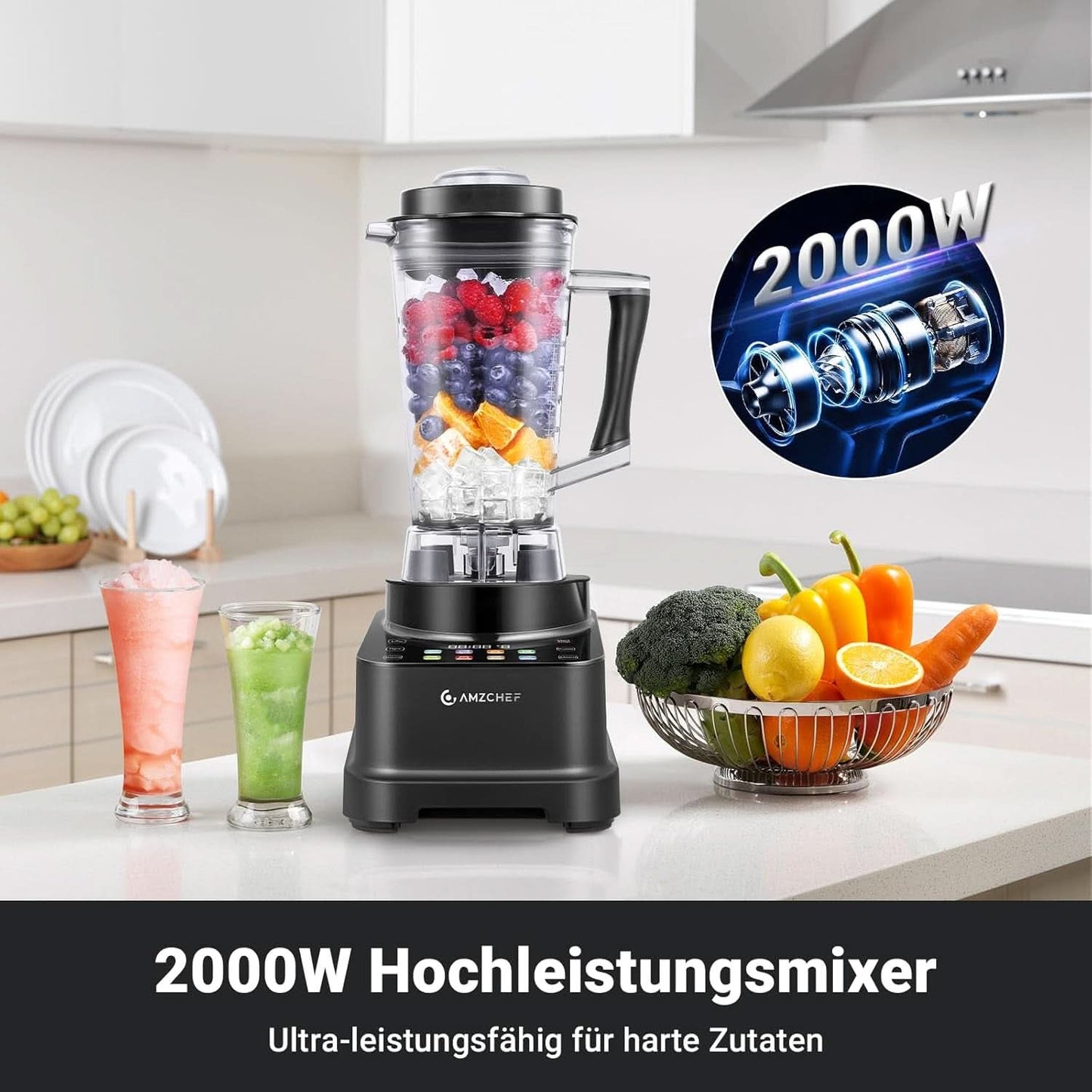 Blender AMZCHEF, 8 smarta menyer och 10 hastigheter, LCD-pekskärm Kitchen Naty Shop