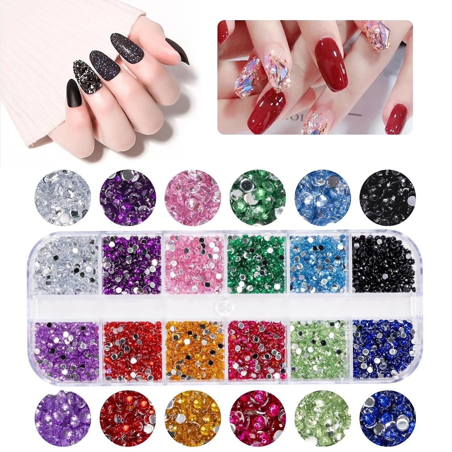 5600 Stück Strasssteine Nägel Nail Art, 36 Farben Glitzersteine, Dekorationen Nagelsteine Für Nagelkunst, Einschließlich Wachsstift Für Strasssteine Und Strass-Picker