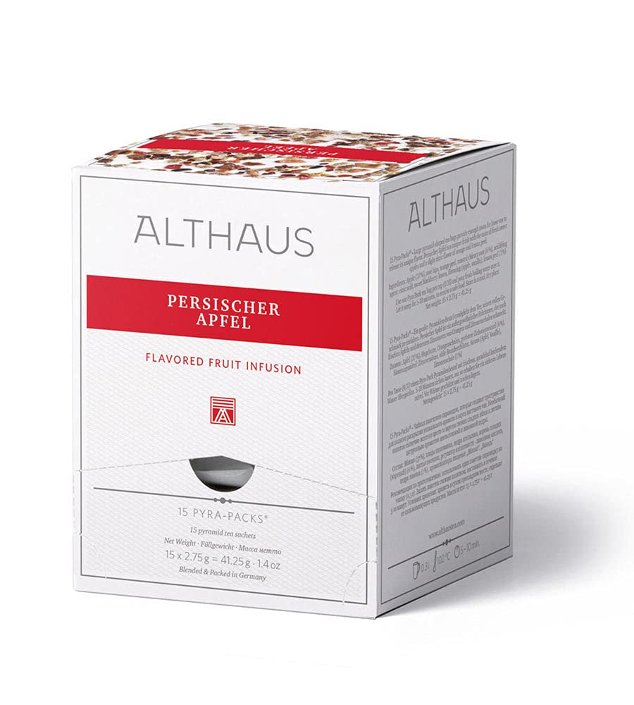 Althaus Te PERSISKA ÄPPLE ⋅ Fruktte i pyramidformade påsar PYRA PACK ⋅ Fruktte smaksatt med äppelsmak ⋅ 15 X 2,75G