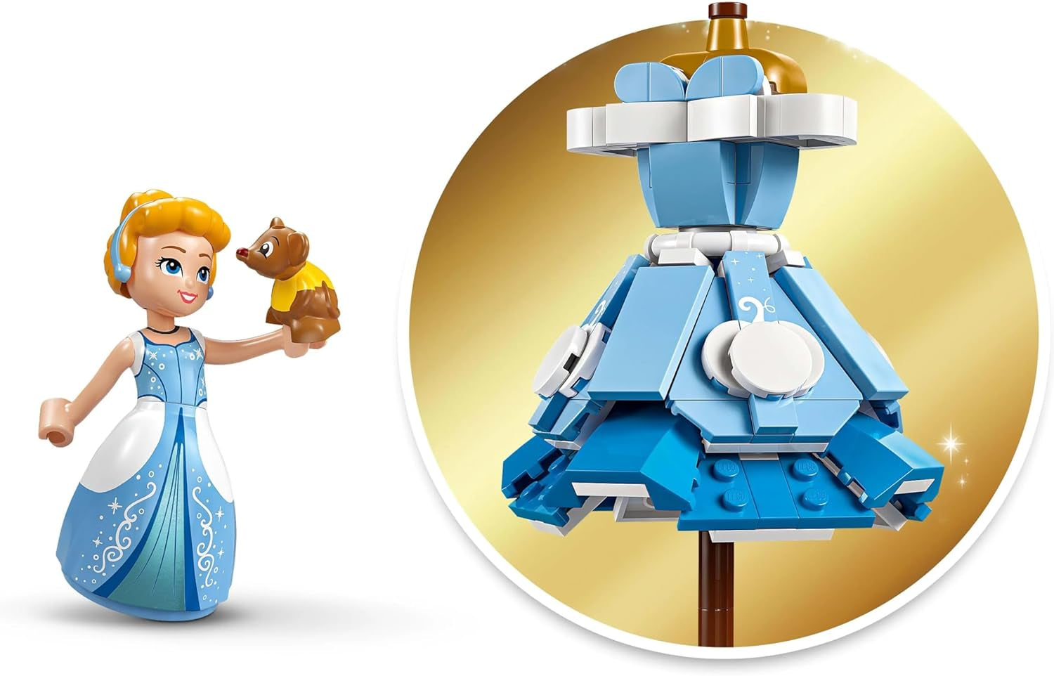 LEGO Ç€ Disney Princess Askungen klänning, leksak för pojkar och flickor från 9 år - innehåller en klädhängare, en Cinderella minidocka och en musfigur - Creative Playset 43266 Byggset Beuche den LEGO-Store