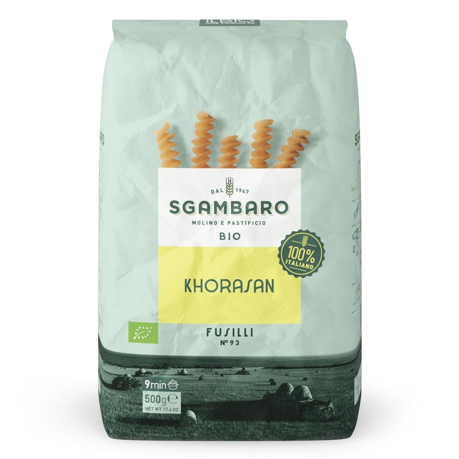 Ekologisk Fusilli Pasta nr 93 - 500g Khorasan-vete - Urgammalt vete, proteinrikt, 100% odlat i Italien - Mångsidig i köket och rikt på näringsämnen
