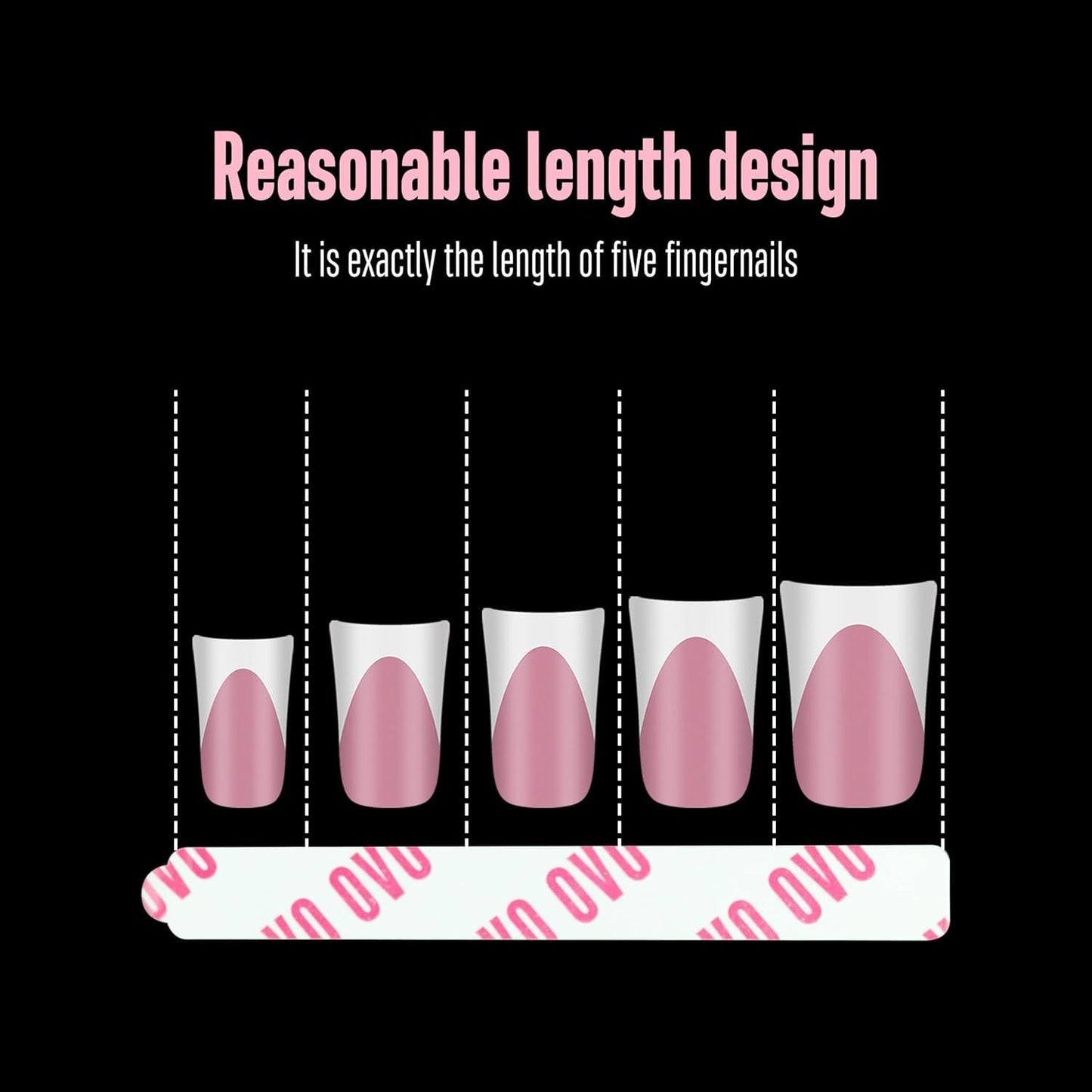 NOVO OVO 360 st Lätt att riva av Tryck på nageldisplay självhäftande ark Klart dubbelsidigt nagelkonstfäste/förpackning/förvaring/övning/tillbehör, 30 st x 12 ark