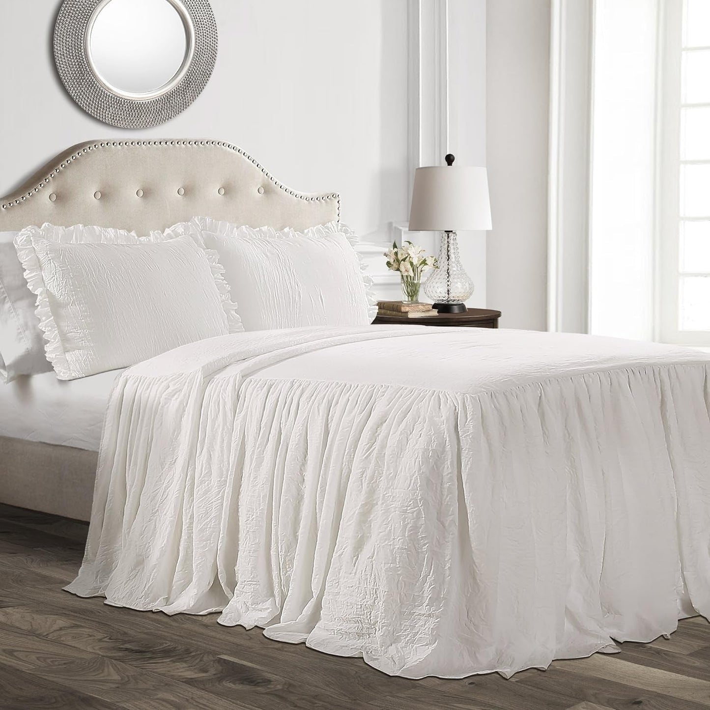 Lush Decor Påslakan med volangkjol, polyester, vit, dubbelsäng Lush Decor sängar och täcken White King Size