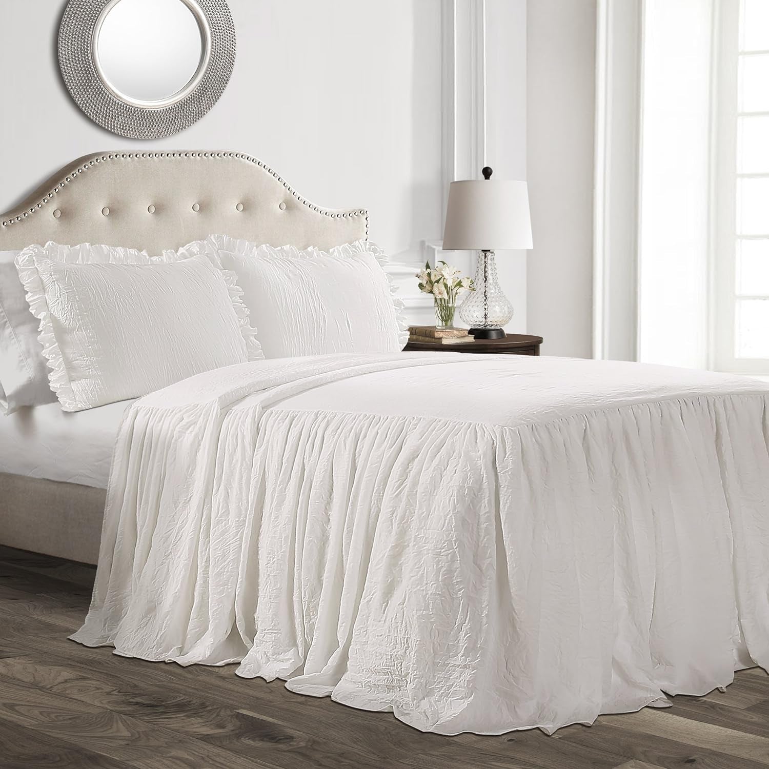 Lush Decor Påslakan med volangkjol, polyester, vit, dubbelsäng Lush Decor sängar och täcken White King Size