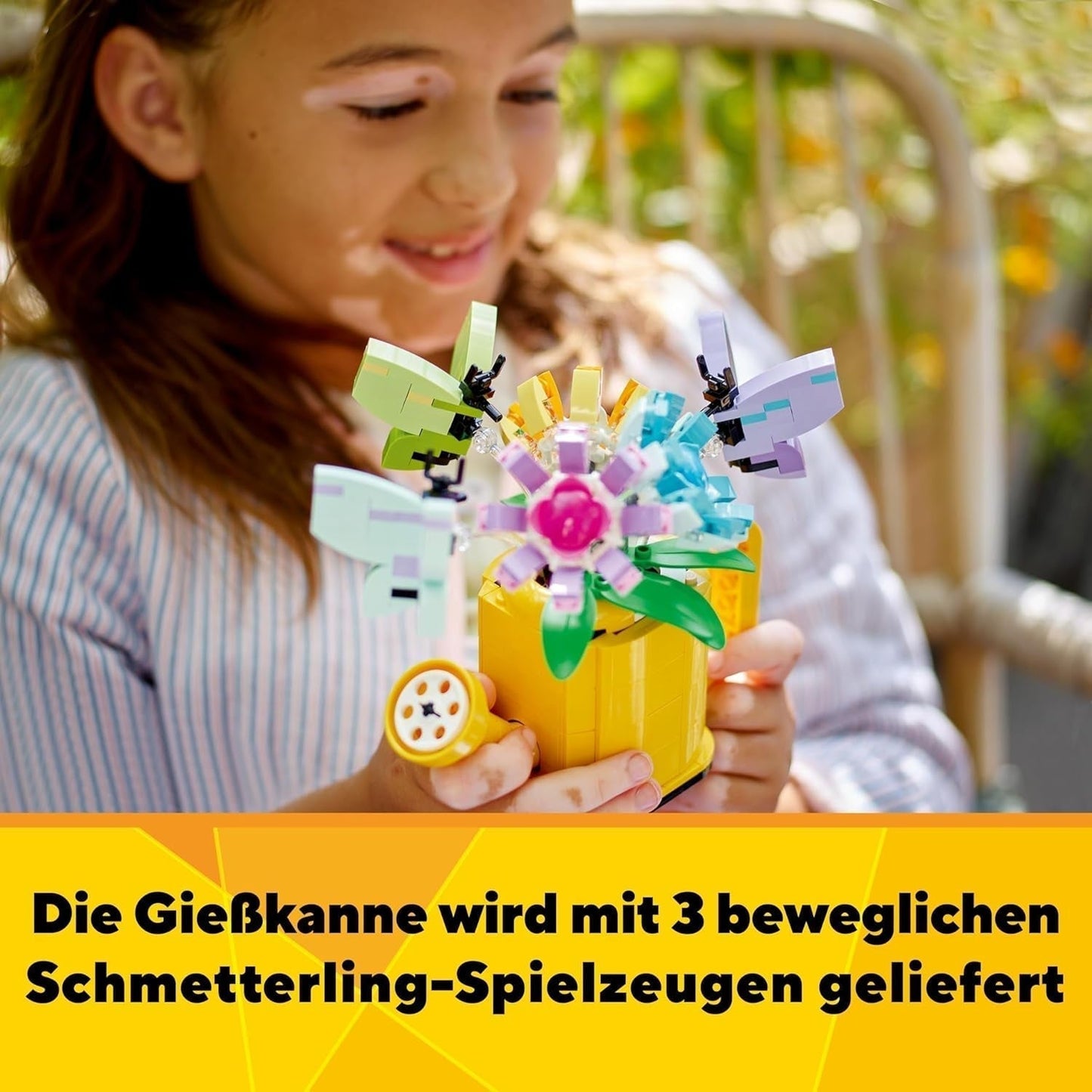 LEGO Creator 3-i-1 blomstersprinklerset, dekoration av barnrum, bygg en sprinkler med en bukett blommor, gummistövlar eller 2 leksaksfåglar, kreativ present till flickor och pojkar 8 år gamla 31149 Byggset Besuche den LEGO-Store