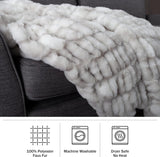 Lavish Home Oversized Gerüschte fuskpälsfilt, 152,4 X 203,2 cm, jacquard fuskpäls, queen size-säng för sängar och soffor, grå sängar och filtar Lavish Home