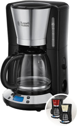 Russell Hobbs kaffebryggare [Digital timer, duschhuvud för optimal extraktion och arom] Färger+ Kräm (1 till 10 koppar, 1,25 L glaskaraff, värmeplatta, 1100W) Filterkaffebryggare 24033-56
