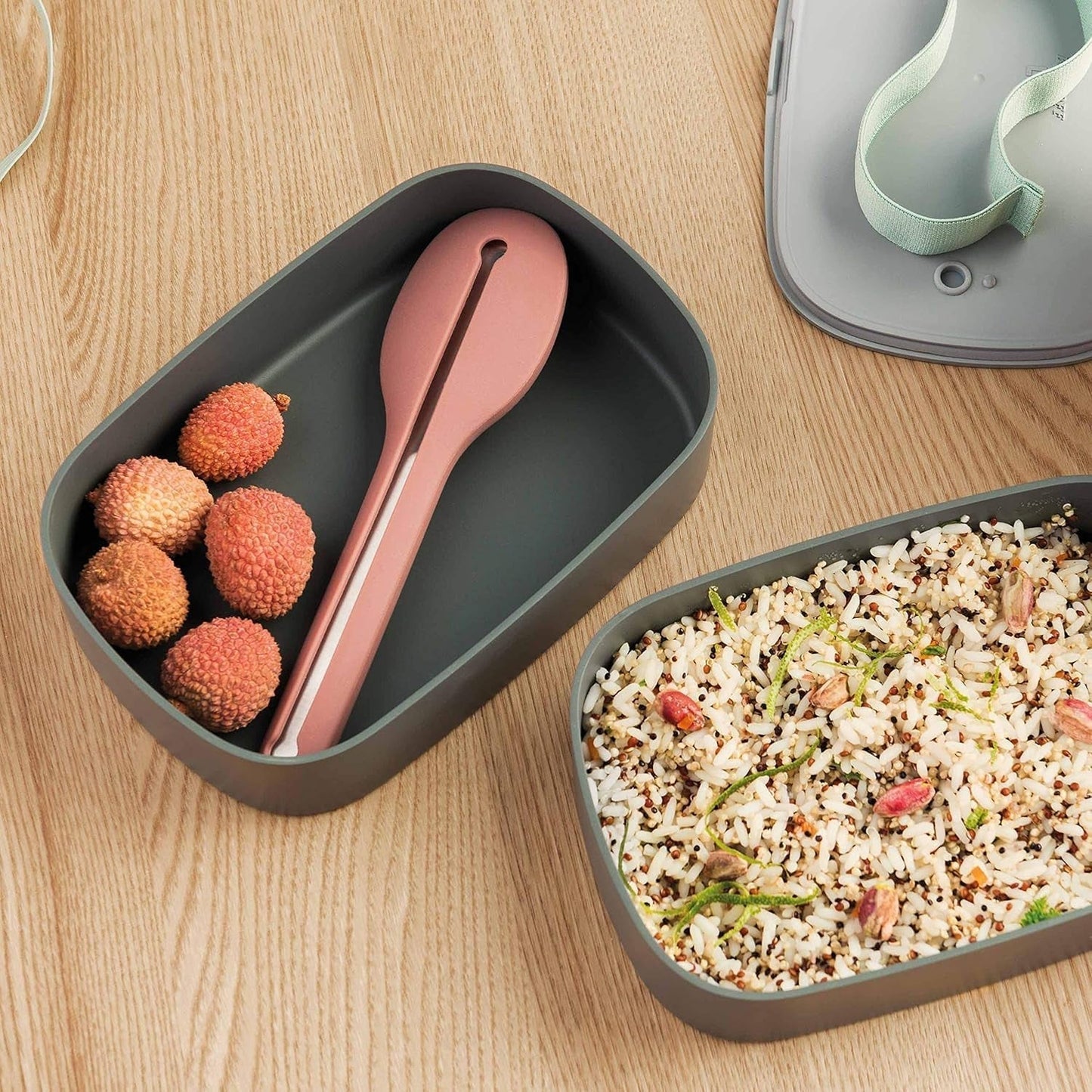 BergHoff dubbel bento box - Leo (lunchbox set 19x12,5x9 cm, två lådor, mikrovågssäker, lufttät försegling, diskmaskinsäker, perfekt för snacks / snacks / sallad) 3950126 Matförvaringslådor Naty Shop