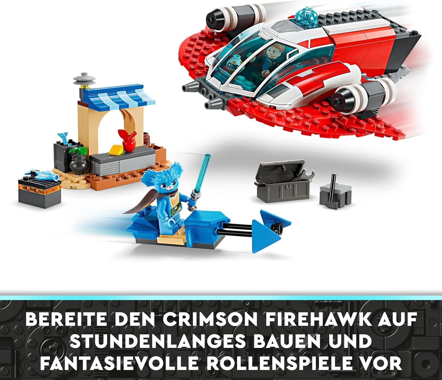 LEGO Star Wars: The Adventures of the Young Jedi Crimson Firehawk, startset för barn med byggbart rymdskepp, speedercykel och 3 figurer, present till pojkar och flickor 4 år gamla 75384 Byggset Besuche den LEGO-Store