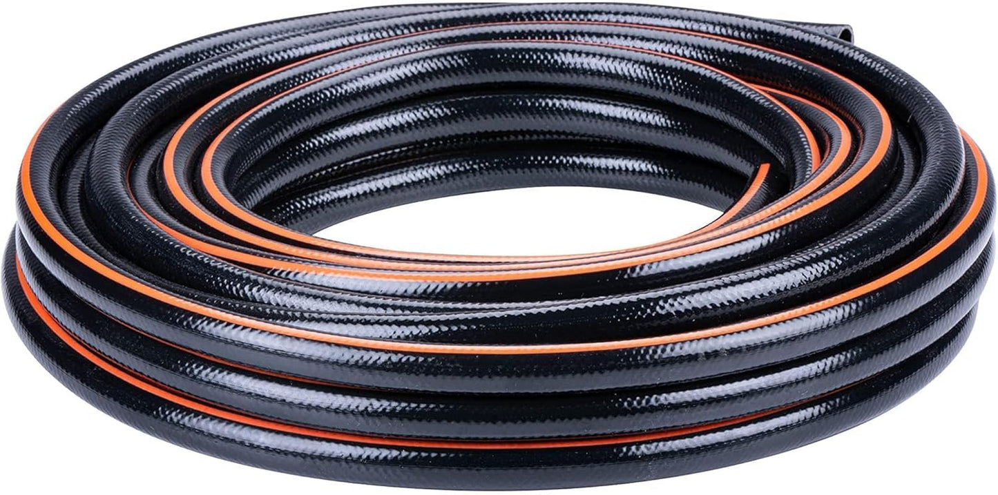 BLACK+DECKER Trädgårdsslang 15 meter - Ø13MM - Slitstark PVC - Vattna trädgården, tvätta bilen, fylla poolen - Kompatibel med alla vanliga kranar - Svart/Orange