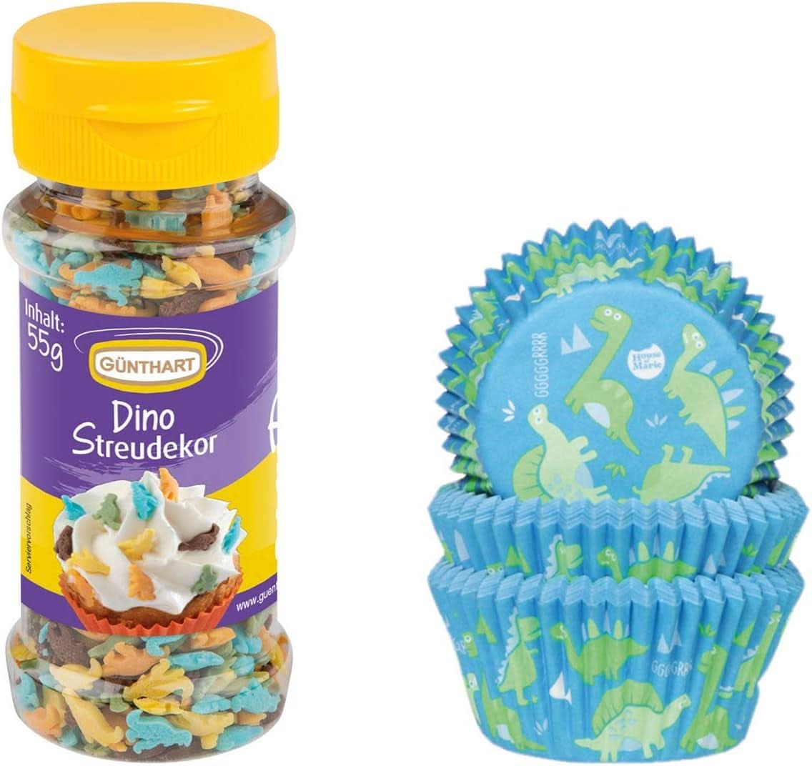 Set Günthart Backdecor, Dino strössel, 55 gram och 50 papperspåsar Sprinkles Naty Shop