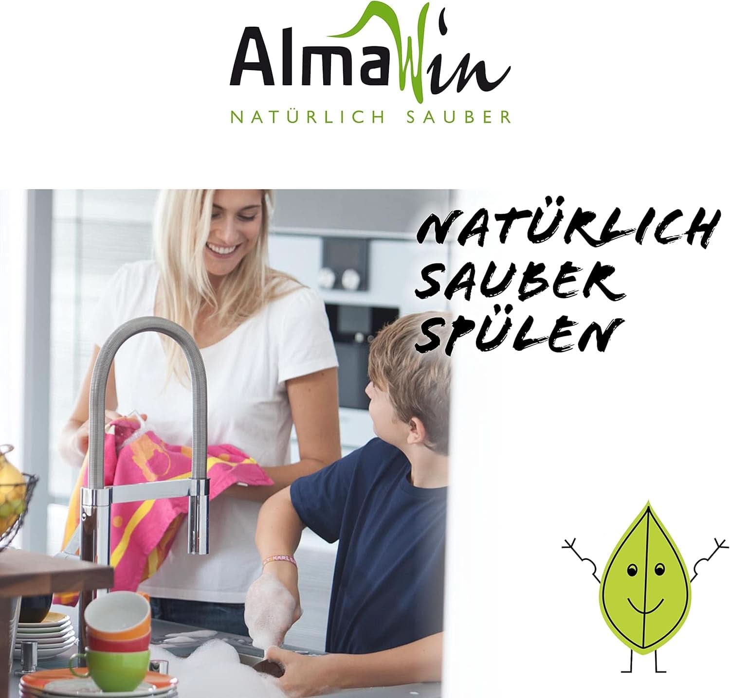 Almawin eco, diskmedel 2,8 kg, 112 tvättar, kan doseras för olika mängder disk Naty Shop