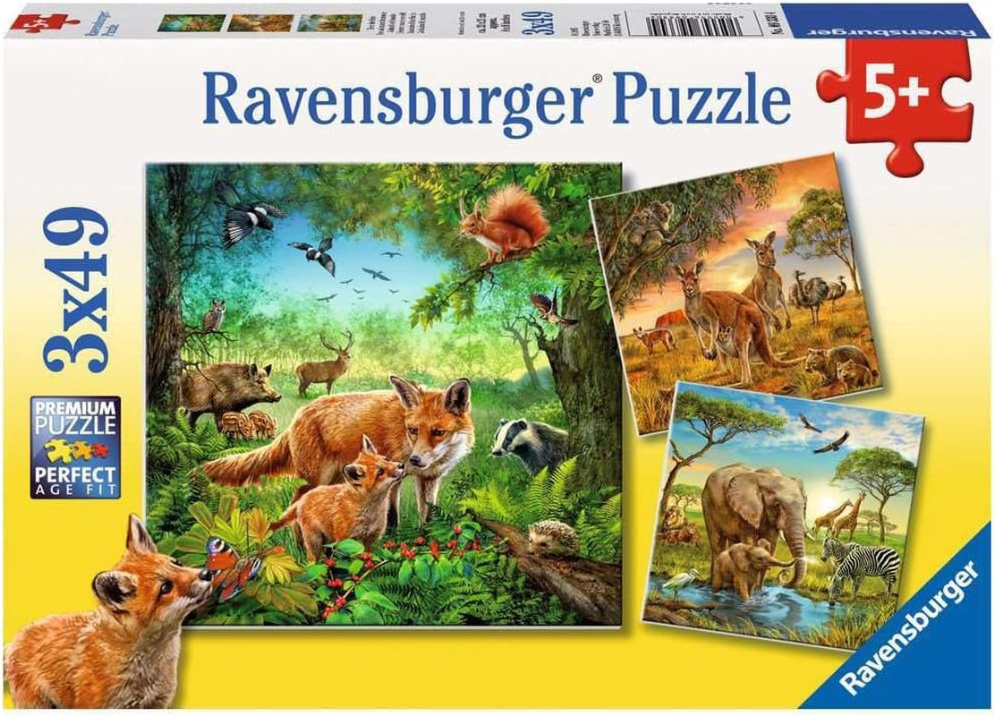 Ravensburger Pussel för barn - 09330 Animals of the Earth - Pussel för barn från 5 år, med 3X49 bitar Pussel Naty Shop Fotografic