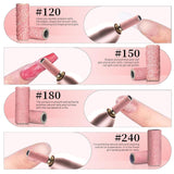 BLESWIN 100 st Små slipband för spikborr, finkornig 240 st med 2 st 3 mm borr, minislipband för polering av naturliga naglar och rengöringsnagelband för prep, rosa
