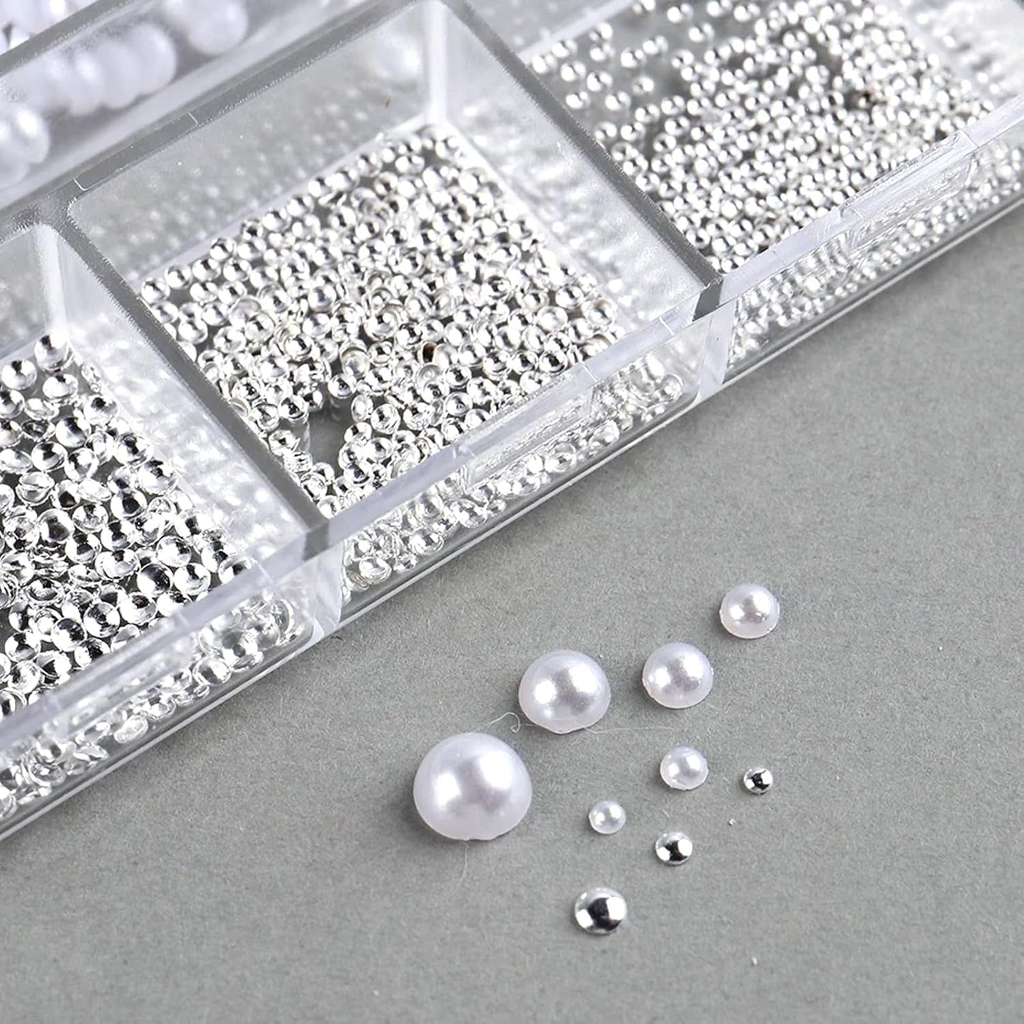 GZSY Nail Art Strasssteine ​​Nagel Perlen Weiß 12Raster Nagel Charms Nageldesign Zubehör Perle Nail Art