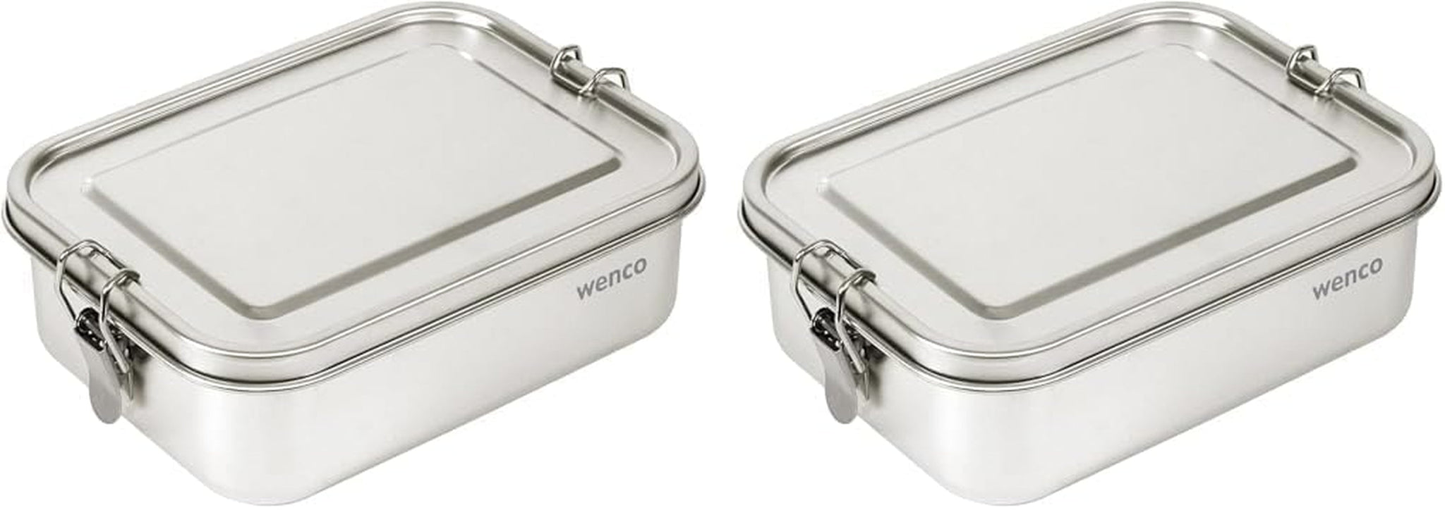 Wenco Lunchbox i rostfritt stål 2 fack Stor kapacitet 850 ml Lunchbox Vattentät Diskmaskin Säker inklusive ersättningssilikonring 18,5 x 14 x 5,5 cm Silver (2-pack) Naty Shop Matförvaringslådor 850 ml (2-pack)