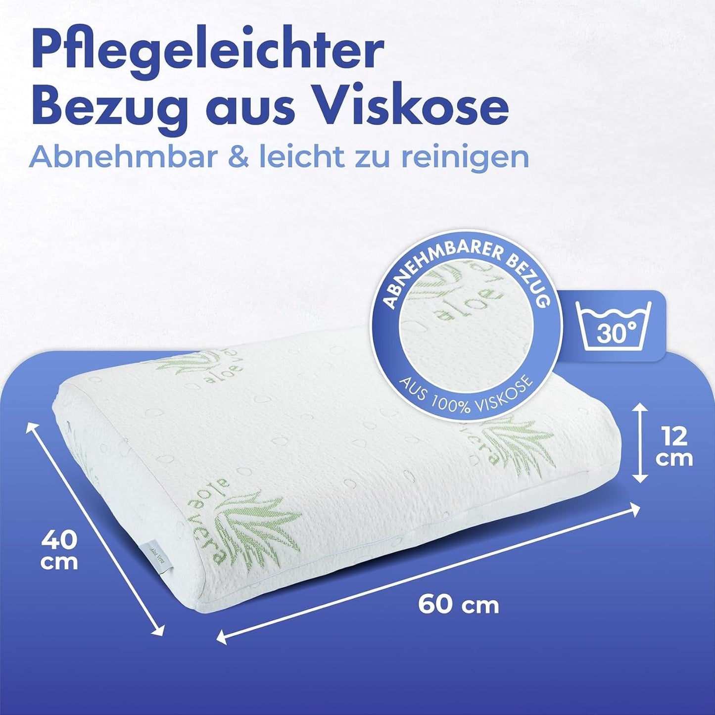 Maximex visco nackstödskudde, Andas stödkudde med ergonomisk skumfyllning, Höjd- och höjdjusterbar nackstödskudde för en vilsam sömn, Med aloe vera Naty Shop standardkuddar