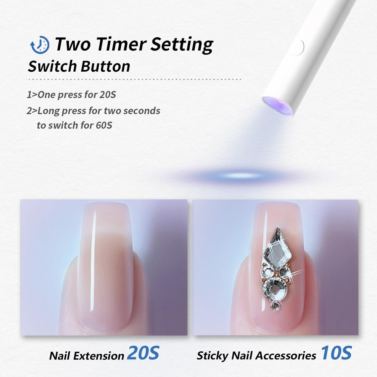 Denabuty UV-lampa för Gel Nagellack, Mini UV LED-lampa för Nagelbyte med stativ Tragbare Liten UV Nagellampa för Gel Nagellack, för Aushärten Von Nagelkleber & Nageltips Vit