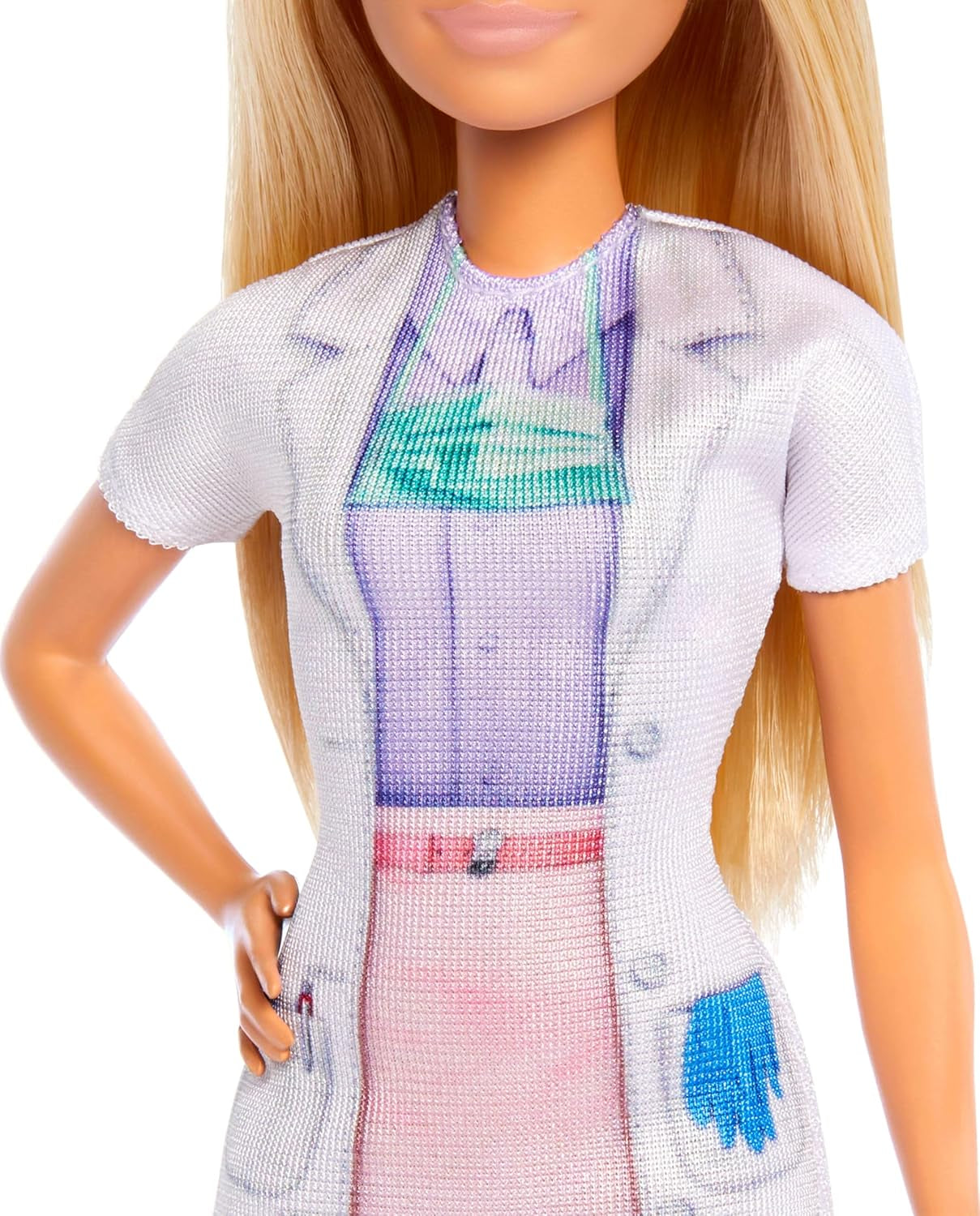 Barbie-tandläkardocka, modedocka med blont hår, blå klänning och labbrock, 1 barndocka, examenstillbehör och diverse tillbehör, JCR74