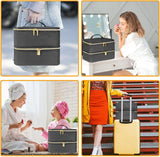 Nail Lacquer Organizer Tasche, Doppelschicht Nail Lacquer Förvaringsbox, Organizer Koffer Für Nageldesign Kosmetiktasche Für 30 Flaschen Neonail Base(15Ml-0,5 Fl.Oz) & 1 Nagellampa(Schwarz)