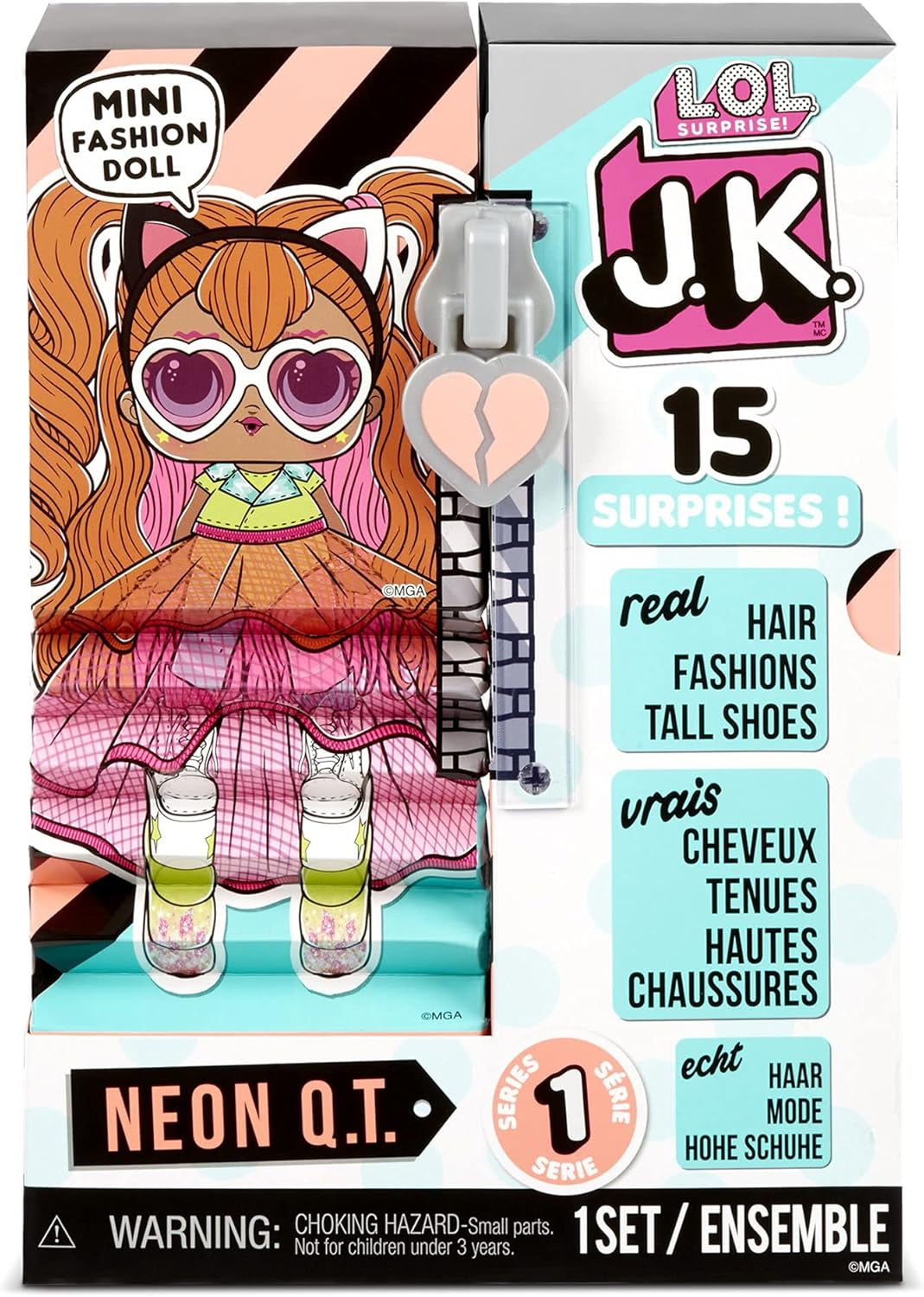 LOL Överraskning! 570776E7CAZ JK Mini Fashion Doll - 15 överraskningar, kläder och accessoarer - Samlarföremål - Neon QT