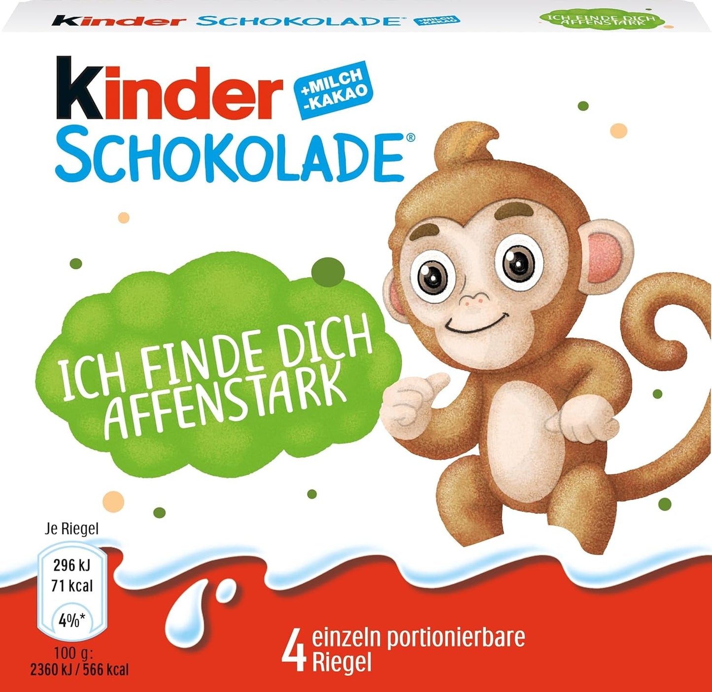 Kinderchoklad (20 x 50 g) - Alla hjärtans dag-present till honom och henne, karneval och fastelavnsgodis - Fyllda mjölkchokladkakor - 20 förpackningar med 4 individuella barer vardera