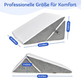 BARN Justerbar kilkudde, läskudde av högdensitetsskum för säng och soffa, ergonomisk säng med kilhuvud för sömnrefluxapné, benkudde/ryggkudde för lek och läsning (vit & grå)