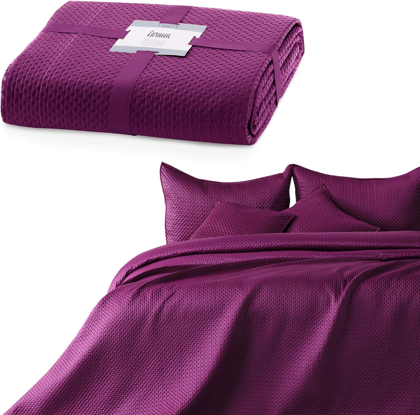 Ameliahome överkast 200X220 Cm mörkgrönt överkast med två präglade sidor Matt Satin Carmen Sängar och filtar Besuche den AmeliaHome-Store Carmen Violet 260X280 Cm