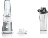 Bosch Mini-Standmixer Vitapower Serie 2 MMB2111S, Highspeed-Mixer, Bis Zu 40 000 Rpm, Tritan Togo-Flasche 0,6 L, Trinkdeckel, Bruchsicher, Spülmasch.Geeignete Teile, 450W, Silber/Schwarz Mit Kitchen Silber/Schwarz Kök Naty Shop Weiß