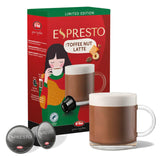 ESPRESTO Toffee Nut Latte, kompatibel med K-fee & ALDI EXPRESSI*, smaksatt mjölkkaffe, RFA-certifierad, 96 kapslar