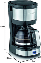 SEVERIN kompakt espressomaskin, aromatiskt kaffe med kaffemaskin för upp till 4 koppar, espressomaskin med filter och permanent oscillerande filter, rostfritt stål/svart, KA 4808