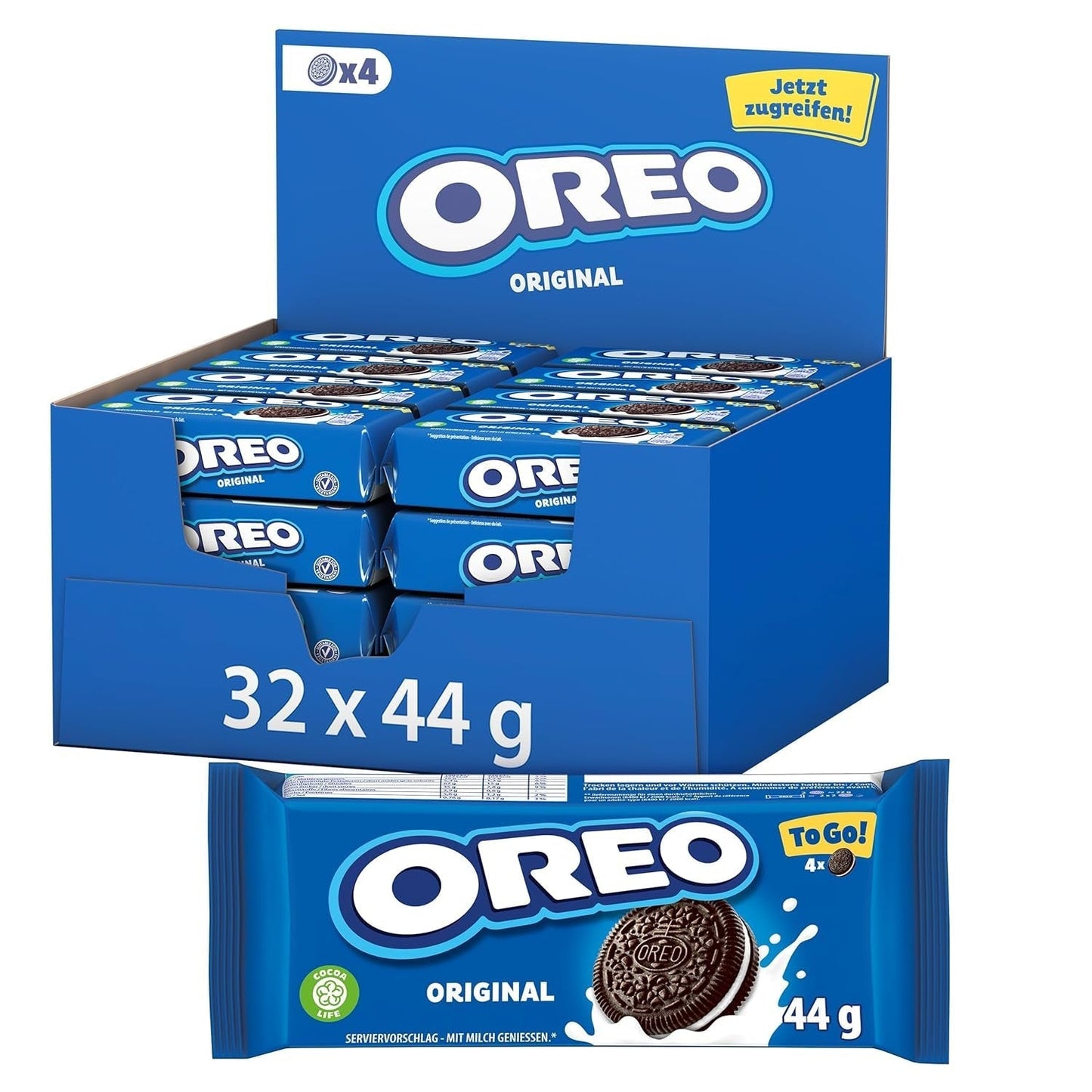 OREO Original - Crunchy cookies med kakao och läcker gräddfyllning med vaniljsmak - 32 x 44g