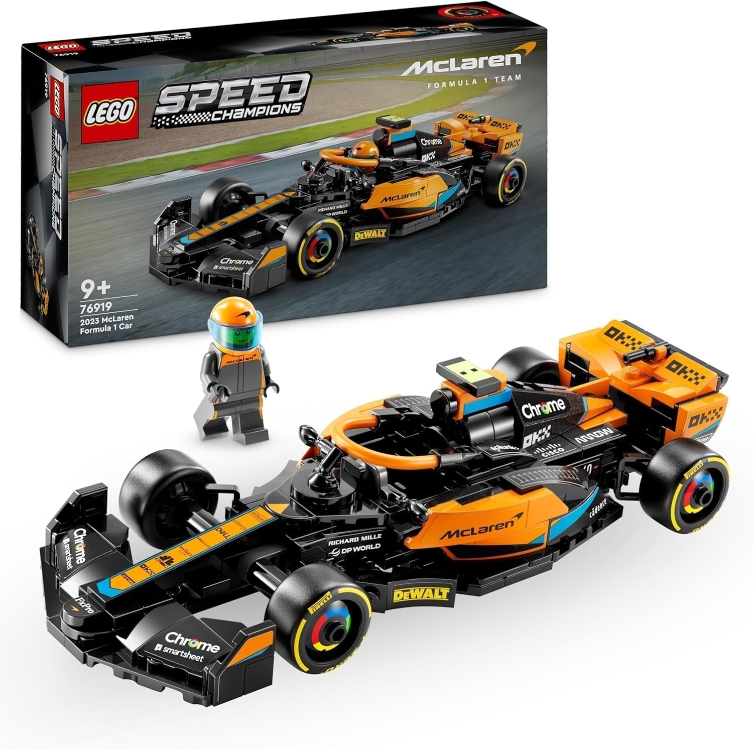 LEGO Speed Champions Mclaren Formel 1 Race Car 2023 Leksak för barn över 9 år pojkar och flickor som gillar att leka självständigt byggbar fordonsmodell Barnrumsinredning 76919 Byggset Besuche den LEGO-Store Singel