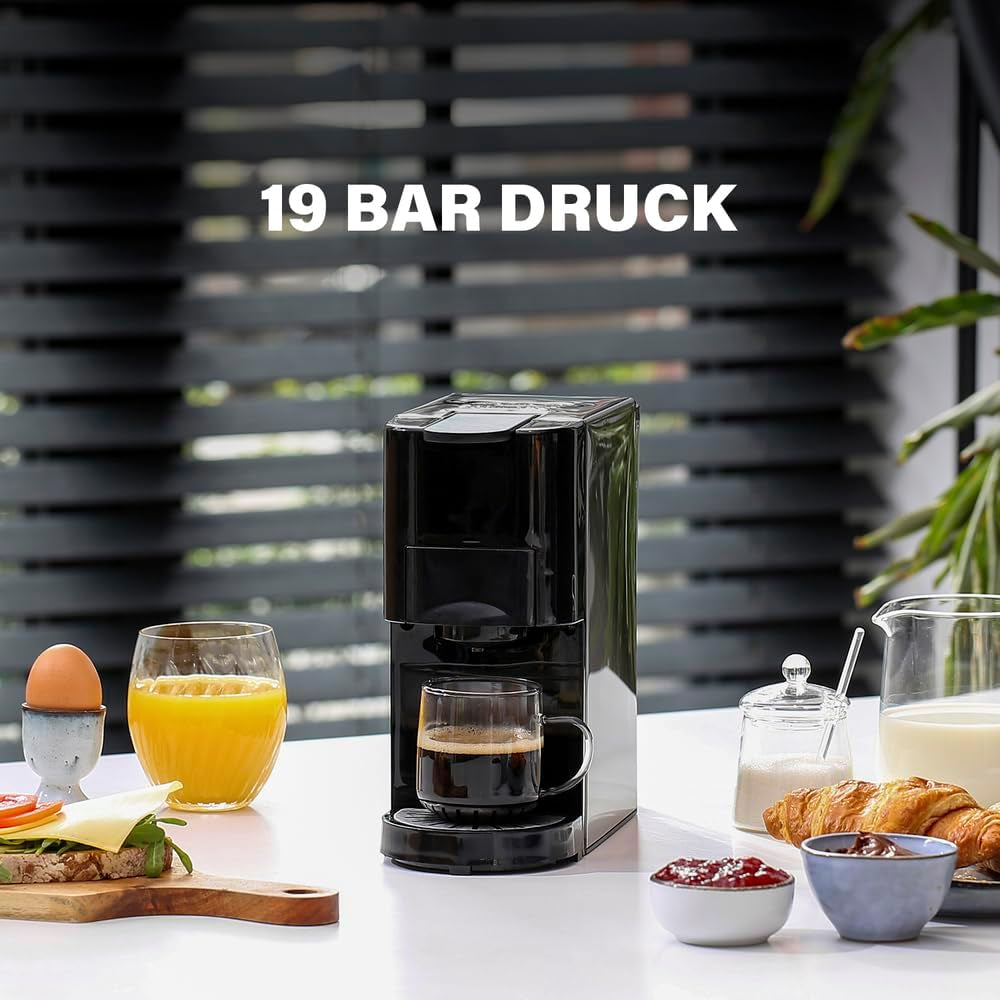 Princess 4 i 1 multikapsel espressomaskin - 1450 watt, kapslar, kapslar, malet kaffe, BPA-fri, 249450, 01.249450.01.001, svart, silver