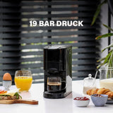 Princess 4 i 1 multikapsel espressomaskin - 1450 watt, kapslar, kapslar, malet kaffe, BPA-fri, 249450, 01.249450.01.001, svart, silver