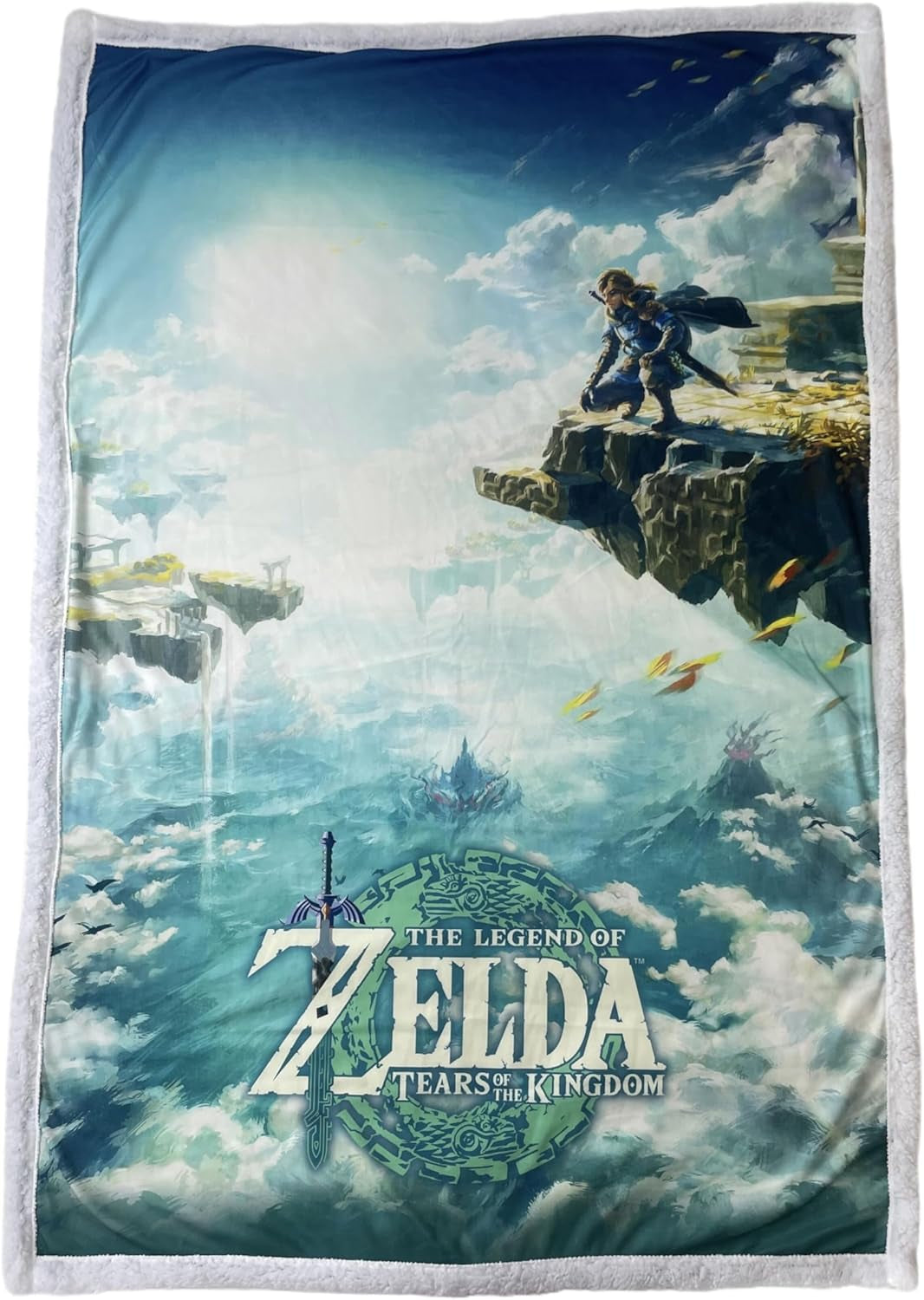 Zelda Sherpa filt - Sky Totk - 100 X 150 Cm - Officiell licensierad produkt, grön, enkelsängar och filtar HÃ”MADICT Standardtitel