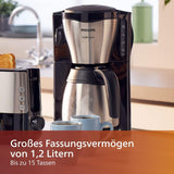 PHILIPS Café Gaia Filter Espressomaskin - Termokanna i rostfritt stål, Anti-droppsystem, Intensiv arom, Auto-Off, 1300ml, Svart (HD7546/20)