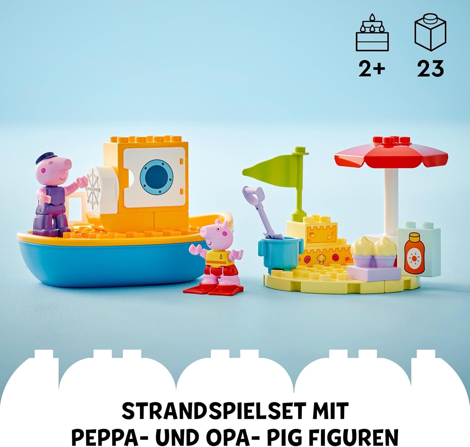 LEGO DUPLO Peppas båttur: Leksats för leksaksbåt att bygga och bygga om med 2 figurer, kreativ leksak, presentidé för 2-åringar, pojkar och flickor 10432 Byggset Besuche den LEGO-Store