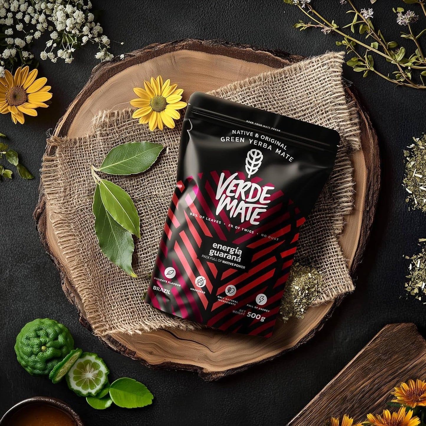 Green Mate Green Orgánica Energy Guarana 500G | Ekologiskt Yerba Mate-te från Brasilien | Naturligt koffeininnehåll | Ekologiskt Mate-te
