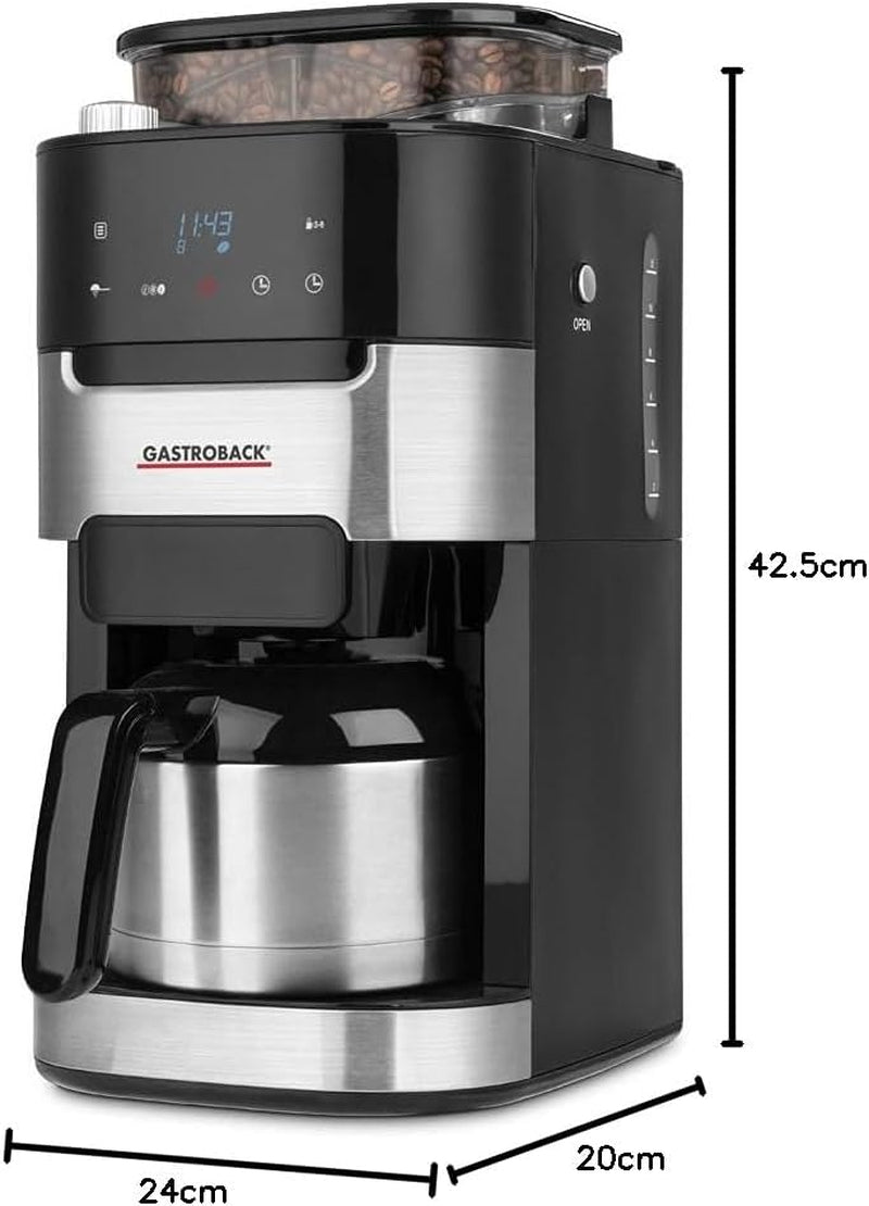 GASTROBACK Grind & Brew Pro termisk espressomaskin, silver, svart