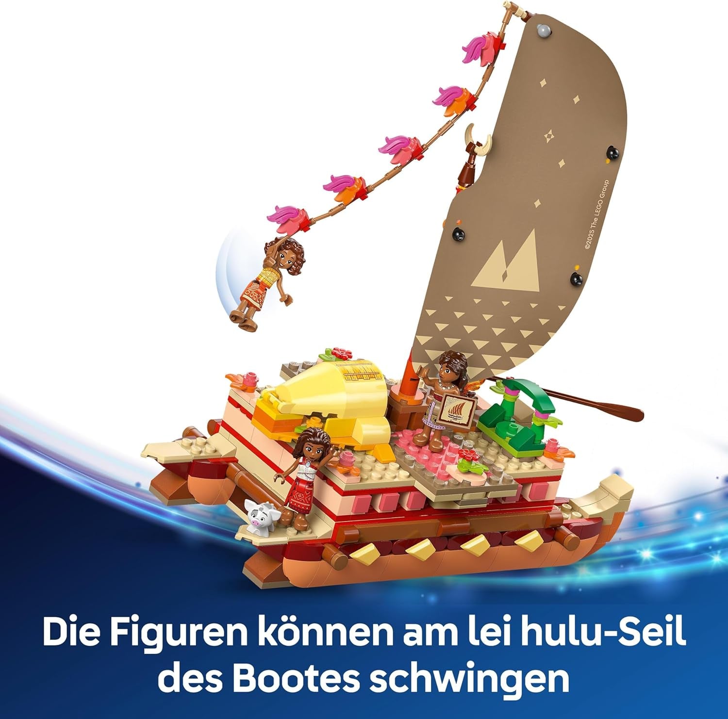 LEGO Ç€ Disney Moana 2: Moana's Adventure Raft - Leksaksbåt med segel, löstagbart däck, lägereld och 3 minidockor inklusive Loto och Moni - Present för tjejer 6+ och fans - 43270 Byggset Beuche den LEGO-Store