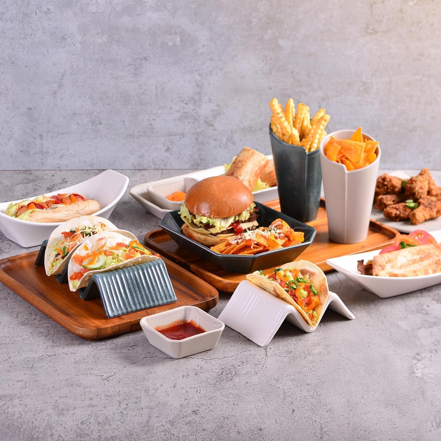 CreaTable, 33984, Street Food-serien, servisset för 2, Street Taco 2-ställ i stengods, diskmaskins- och mikrovågssäkert, kvalitetstillverkning