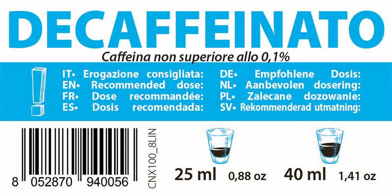 Decaffeinato kaffekapslar Nespresso-kompatibla 5,6 g x 100 kapslar