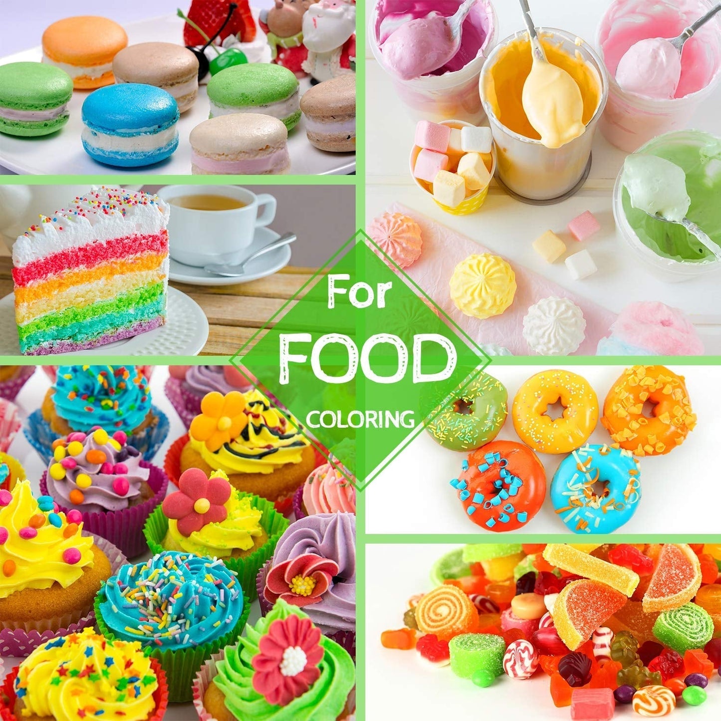24 färger matfärgning - flytande matfärg för bakning av kakor, kakor, macarons, dekoration och matlagning - livlig matfärg för luftborstning, fondant - 6 ml styck