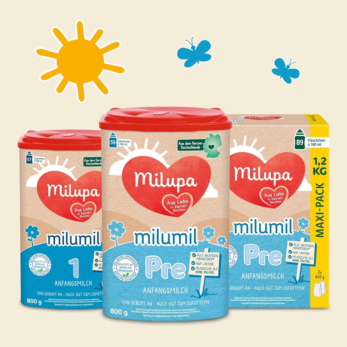 Milumil Milupa Mjölkpulver för spädbarn, den första mjölken sedan födseln, 800 g