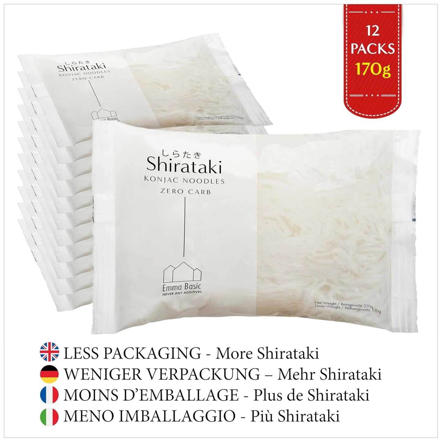 - Shirataki Konjac Nudlar 12x270g | Vegan | Glutenfri