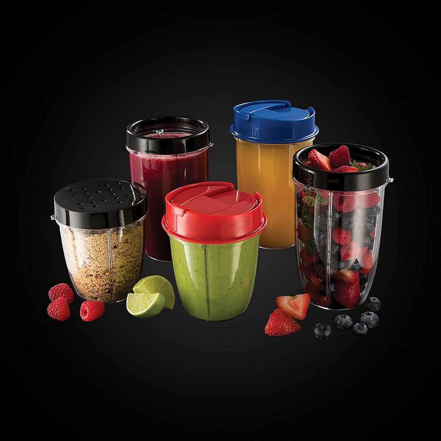 Russell Hobbs Mixer [Multifunktions- Standmixer] Nutriboost (inkl. 5 Bpa-Freie Und Spülmaschinengeeignete Behälter + Deckel, 22 000 U/Min, 0,9 Ps-Motor) Elektrisk, Smoothie-Maker 23180-56 Kitchen Naty Shop