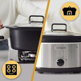 Slow cooker Crockpot,| 3,5 liter (3-4 personer), behållare för att bryna kött och grönsaker, rostfritt stål Slow Cooker Naty Shop